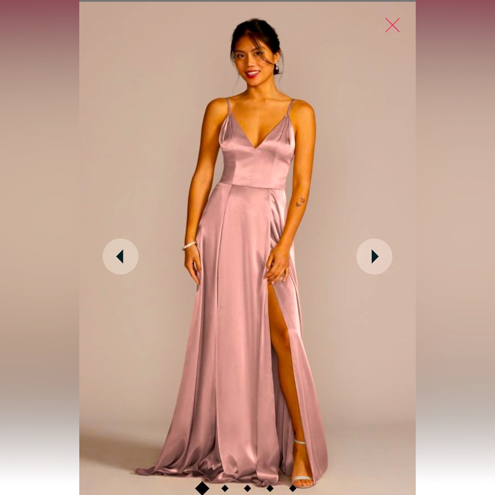 It has Pockets! Rose quartz, David’s Bridal Galina maxi dress